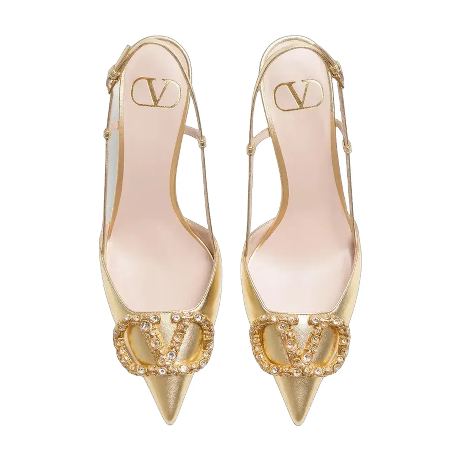 Valentino VLogo Signature Slingback Pump In Laminated Nappa Leather 80mm Antique Brass
