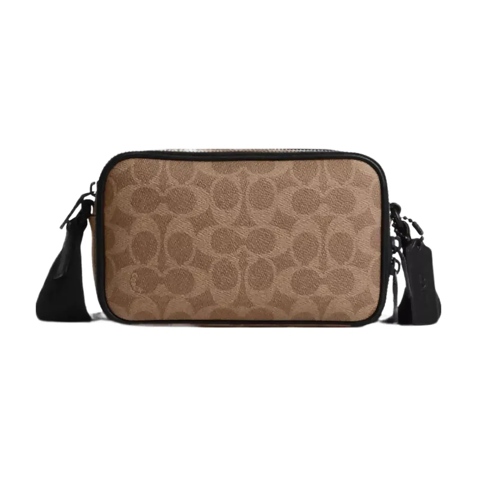 Coach Colton Crossbody Bag 19 In Signature Canvas in Matte Black Tan Black