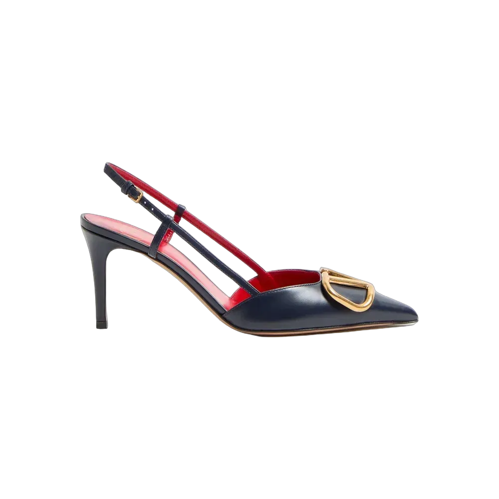 Valentino VLogo Signature Calfskin Slingback Pump 80mm Black