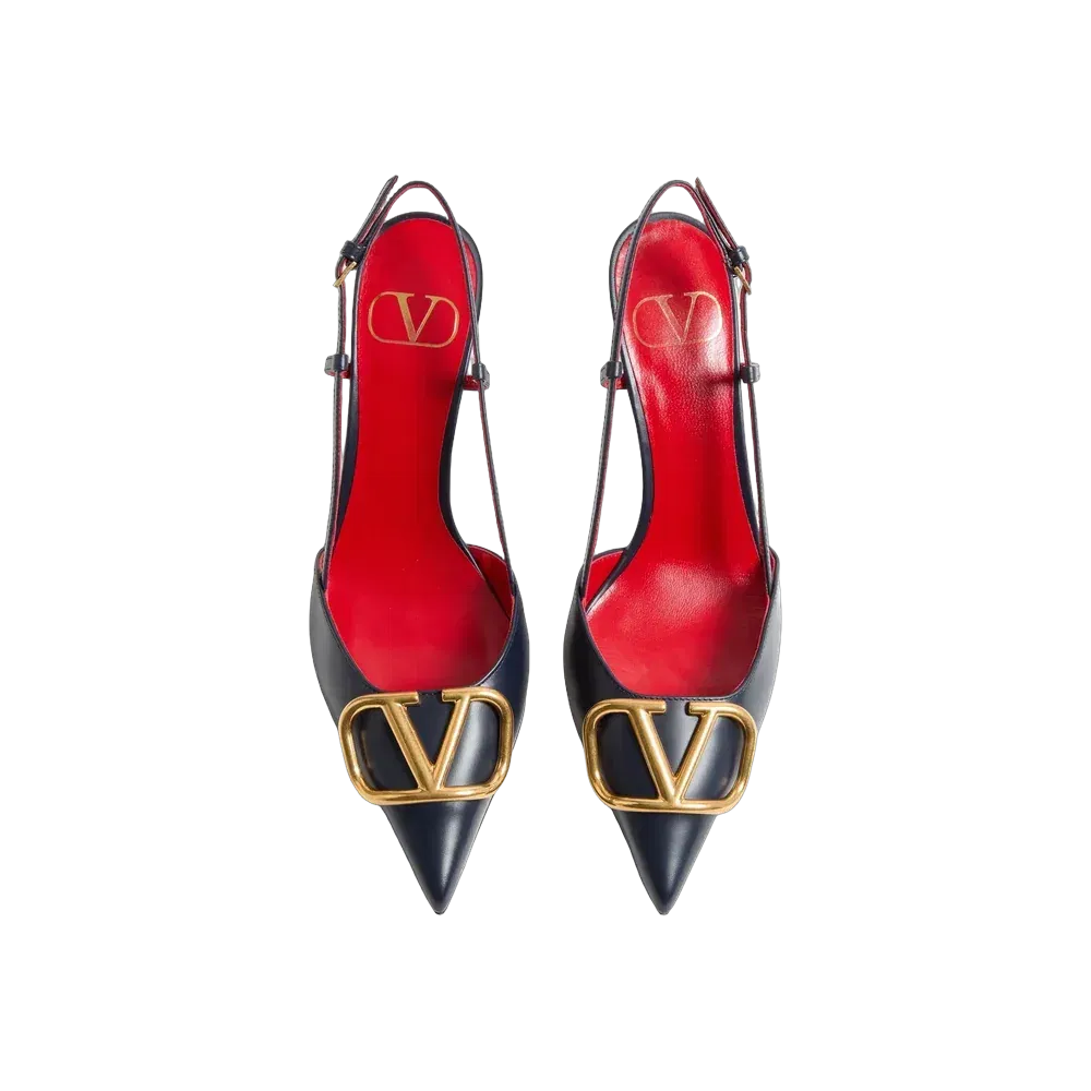 Valentino VLogo Signature Calfskin Slingback Pump 80mm Black