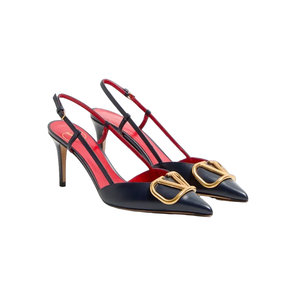 Valentino VLogo Signature Calfskin Slingback Pump 80mm Black