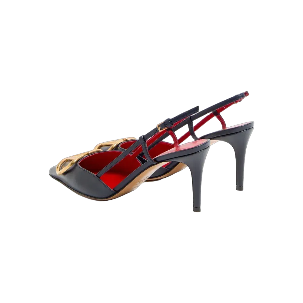 Valentino VLogo Signature Calfskin Slingback Pump 80mm Black