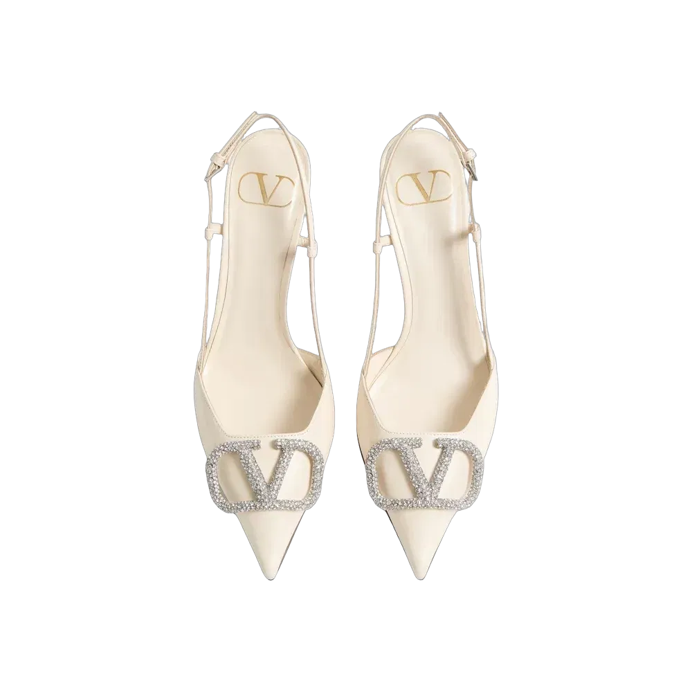 Valentino VLogo Signature Slingback Pump In Calfskin Leather 80mm Light Ivory