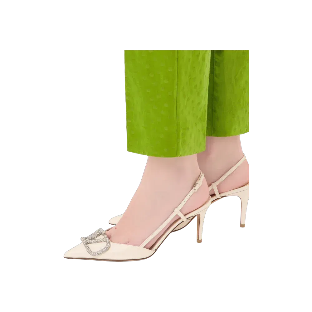 Valentino VLogo Signature Slingback Pump In Calfskin Leather 80mm Light Ivory