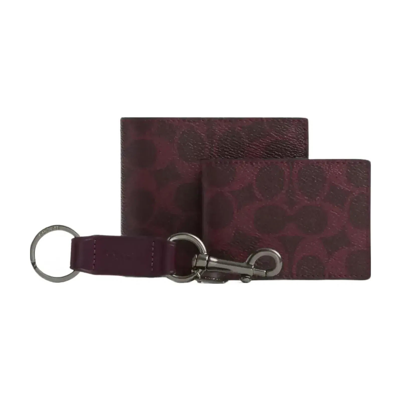 Coach Boxed 3-In-1 Wallet Gift Set In Signature Canvas in Gunmetal Black Currant
