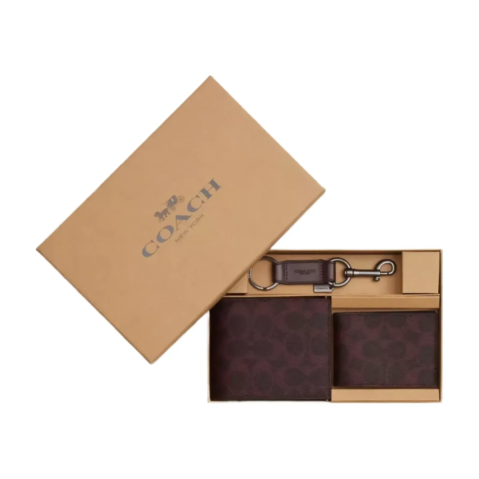 Coach Boxed 3-In-1 Wallet Gift Set In Signature Canvas in Gunmetal Black Currant