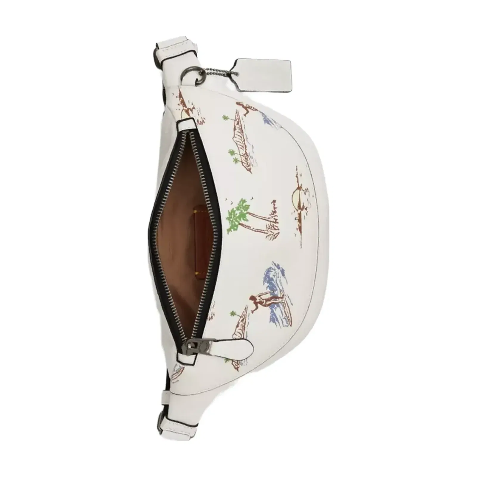 Coach Warren Mini Belt Bag With Surf Print in Gunmetal Chalk Multi