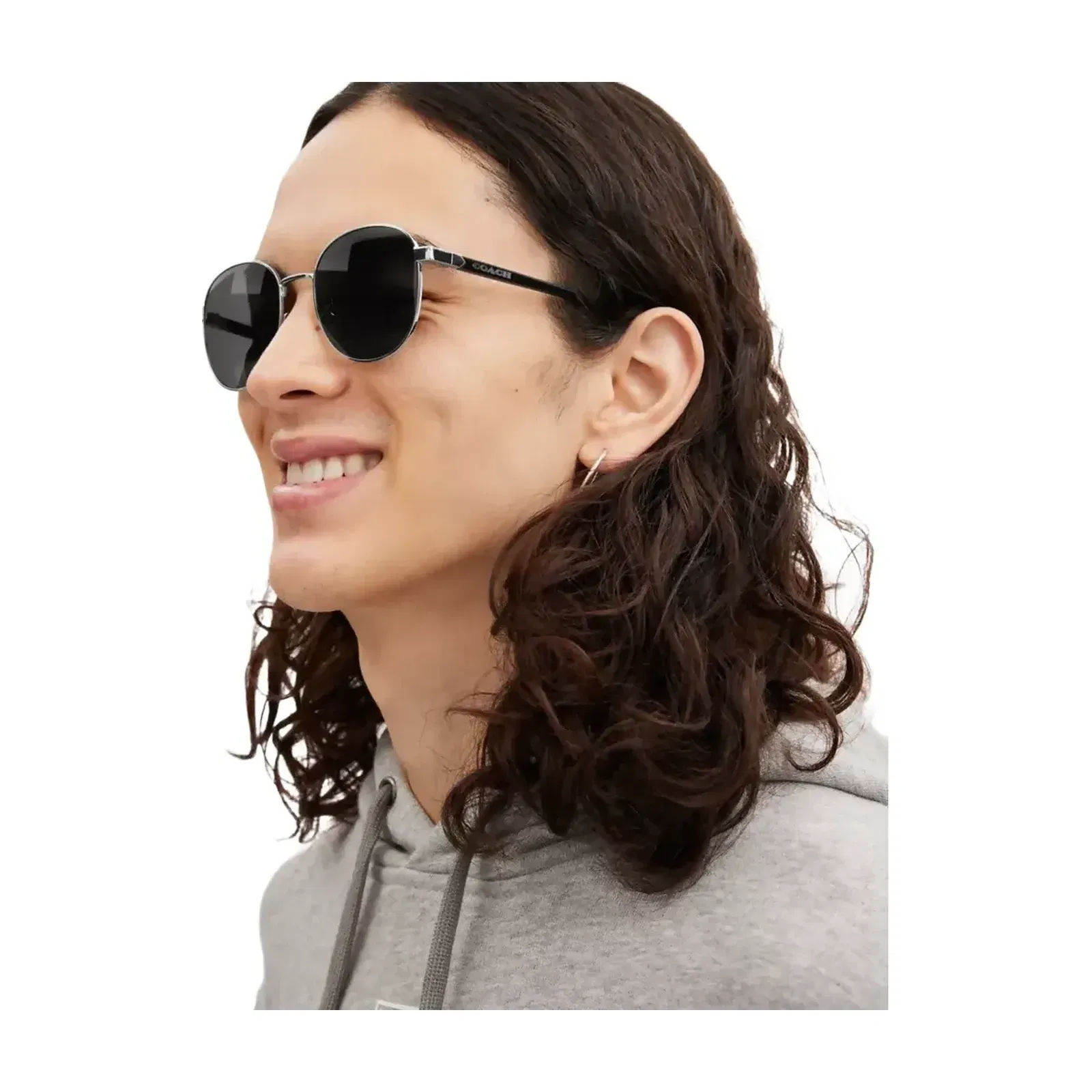 Coach Metal Round Sunglasses in Silver Black