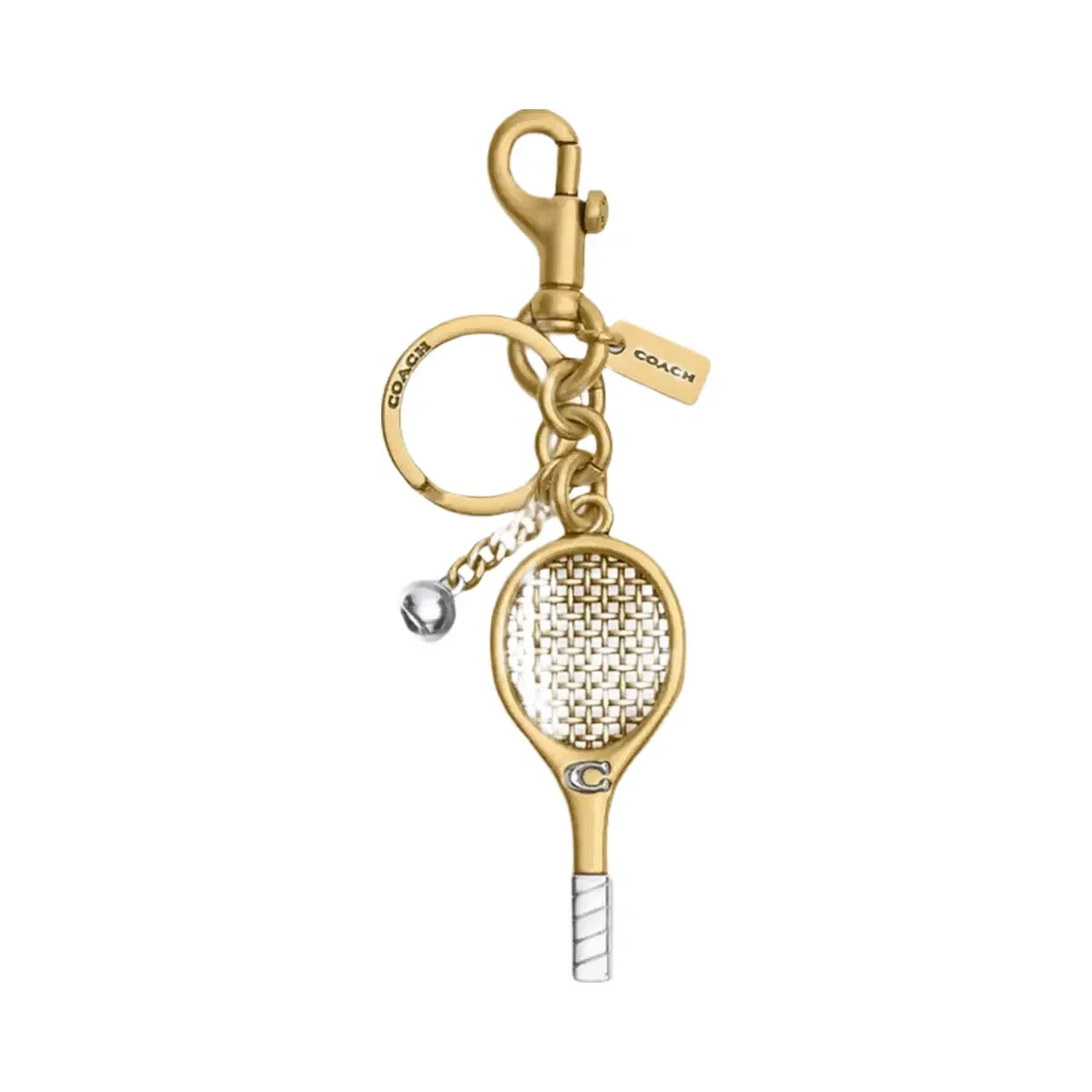 Coach Small Tennis Racket Bag Charm in Brass Brass