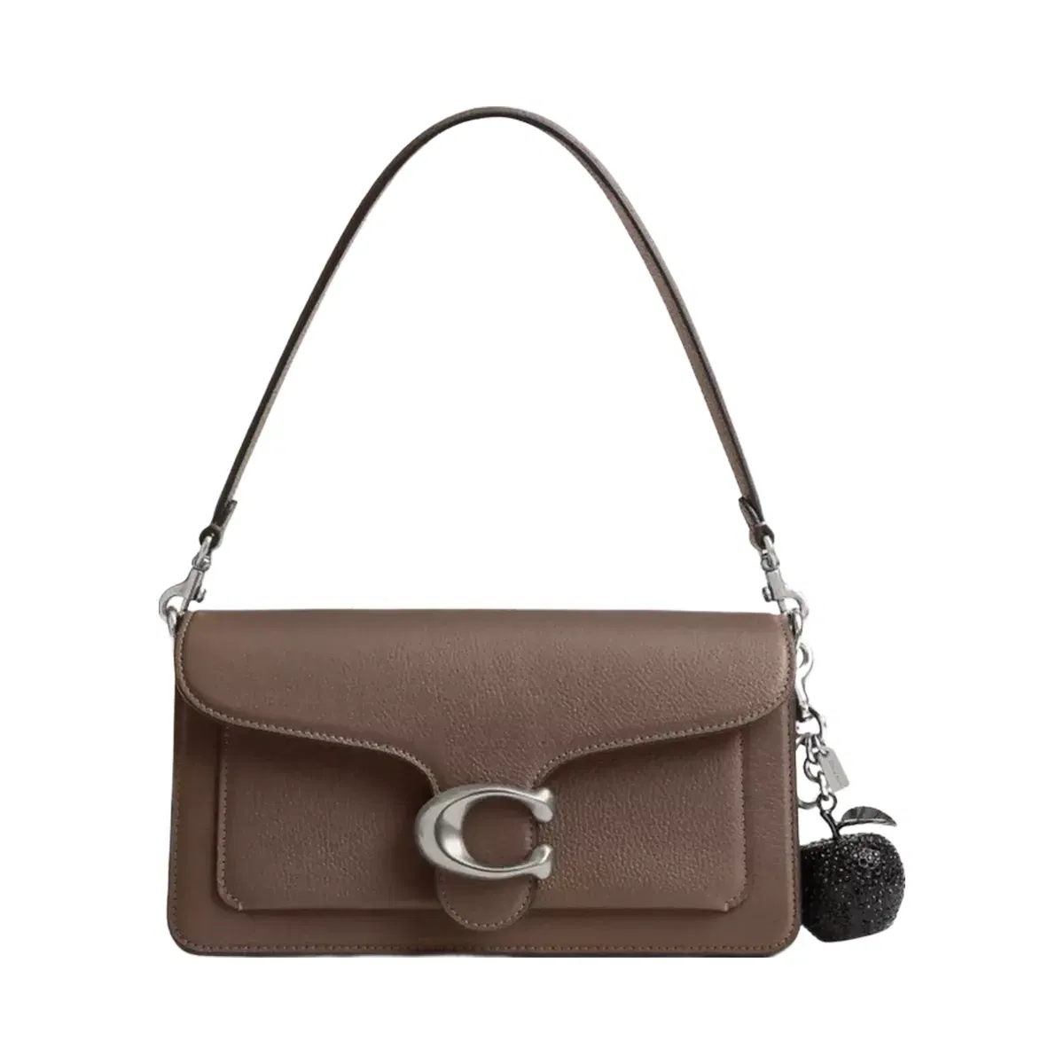 Coach Crystal Apple Bag Charm Silver Black