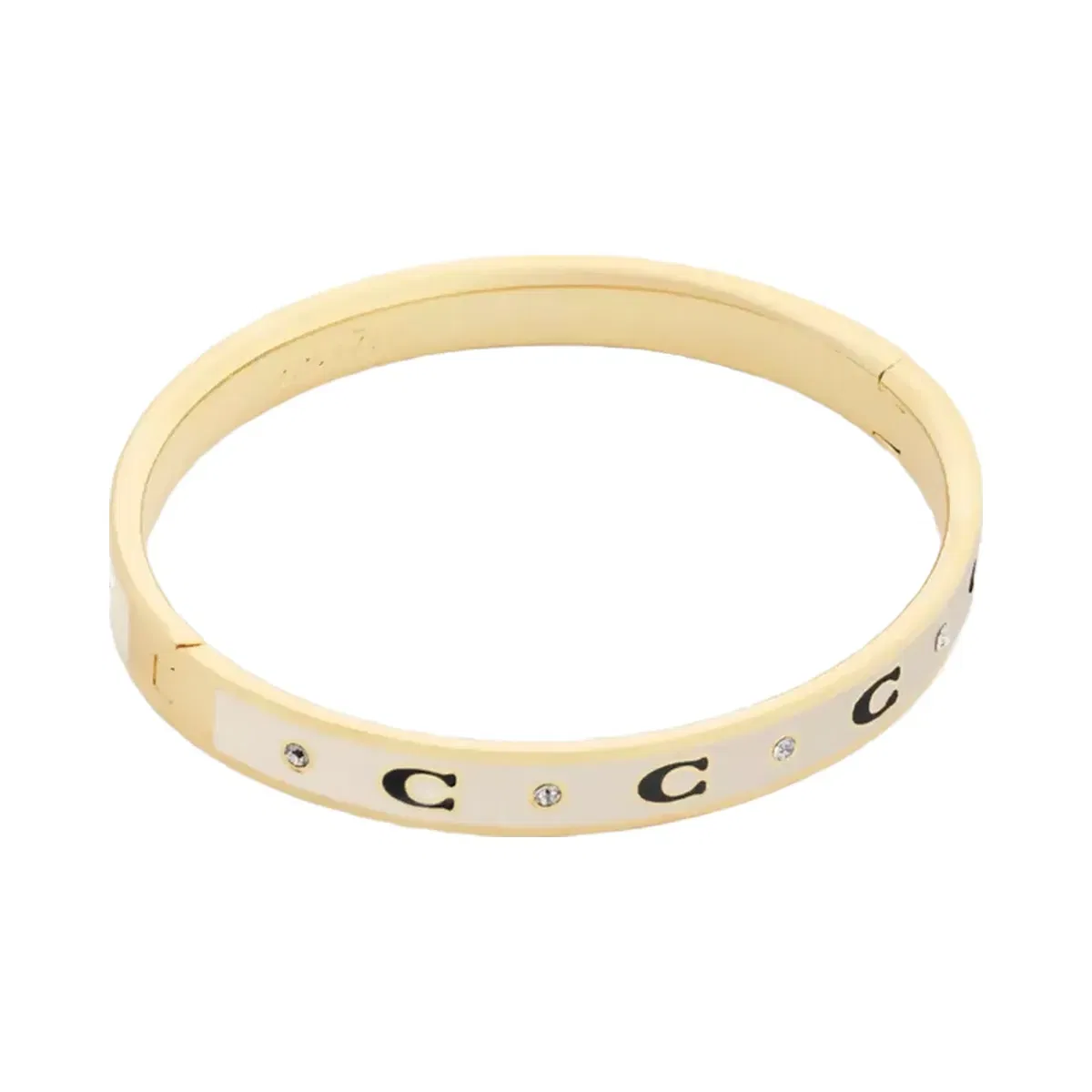 Coach Repeated C Hinged Bangle in Gold Chalk