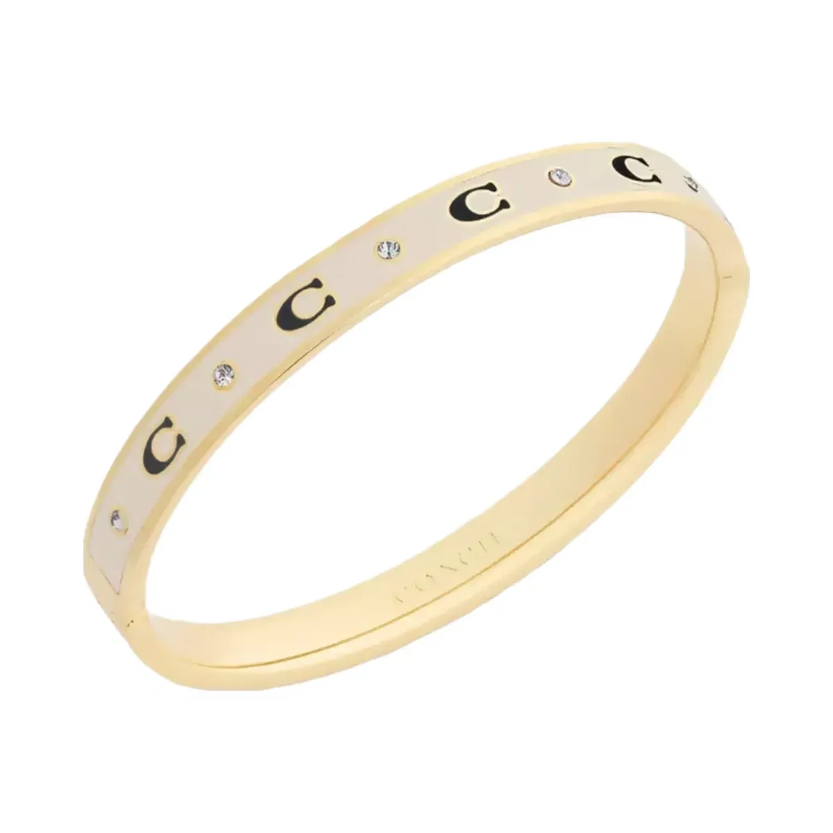 Coach Repeated C Hinged Bangle in Gold Chalk