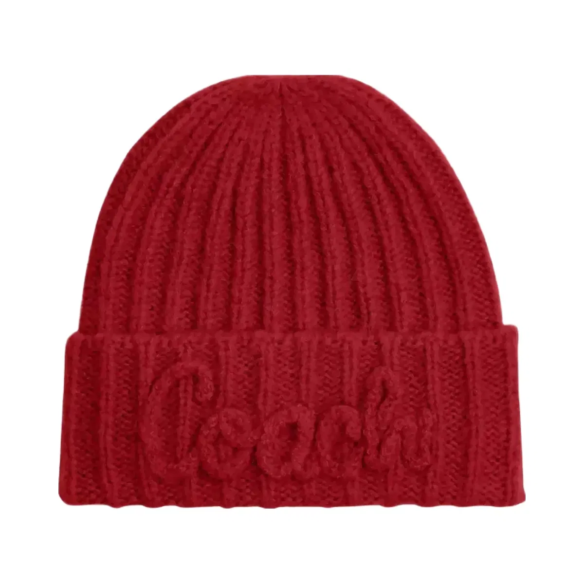 Coach Coach Script Knit Beanie in Red