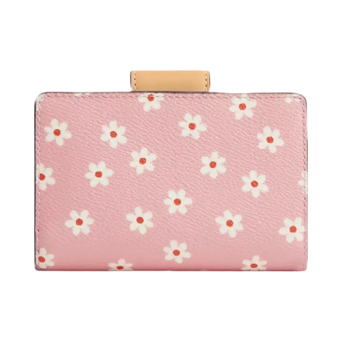 Coach Medium Corner Zip Wallet With Floral Print in Gold Pink Multi