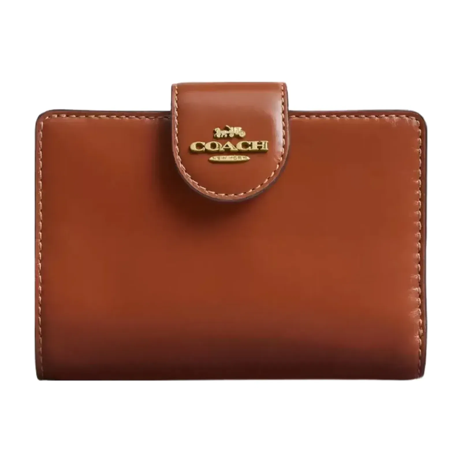 Coach Medium Corner Zip Wallet in Gold Cinnamon