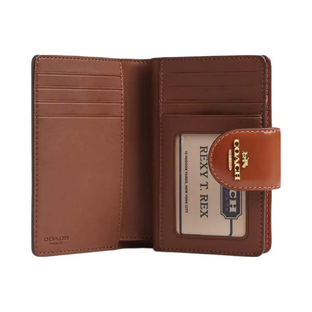 Coach Medium Corner Zip Wallet in Gold Cinnamon