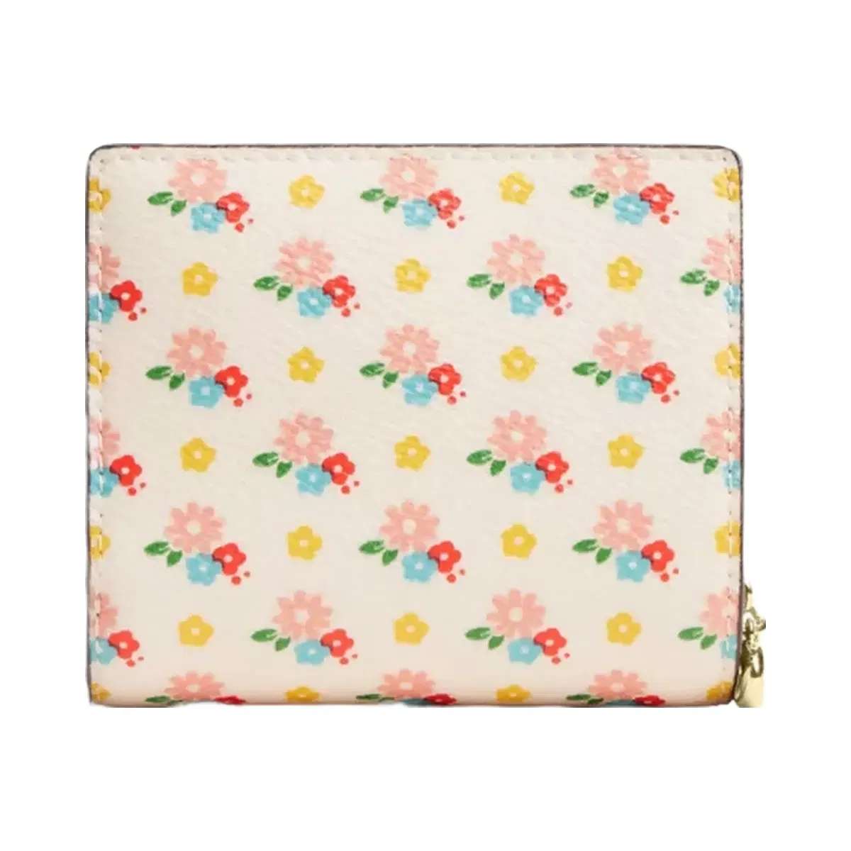 Coach Snap Wallet With Floral Print And Charm in Gold Chalk Multi