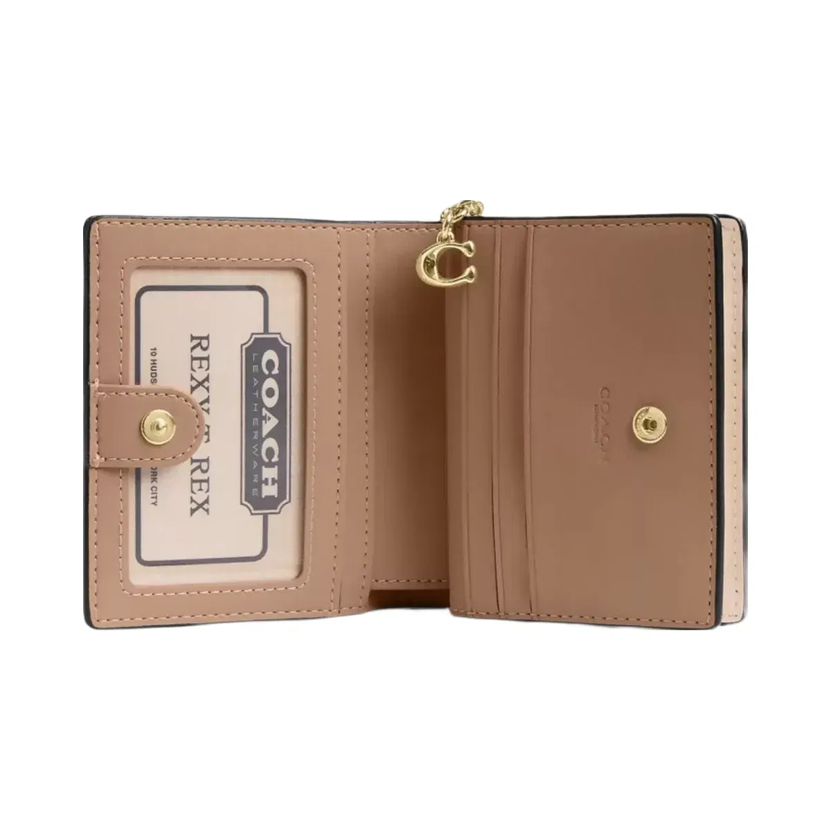Coach Snap Wallet With Floral Print And Charm in Gold Chalk Multi