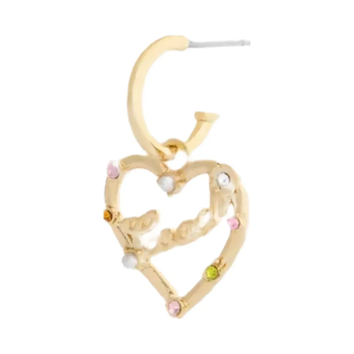 Coach Coach Script Heart Hoop Earrings in Gold Multi