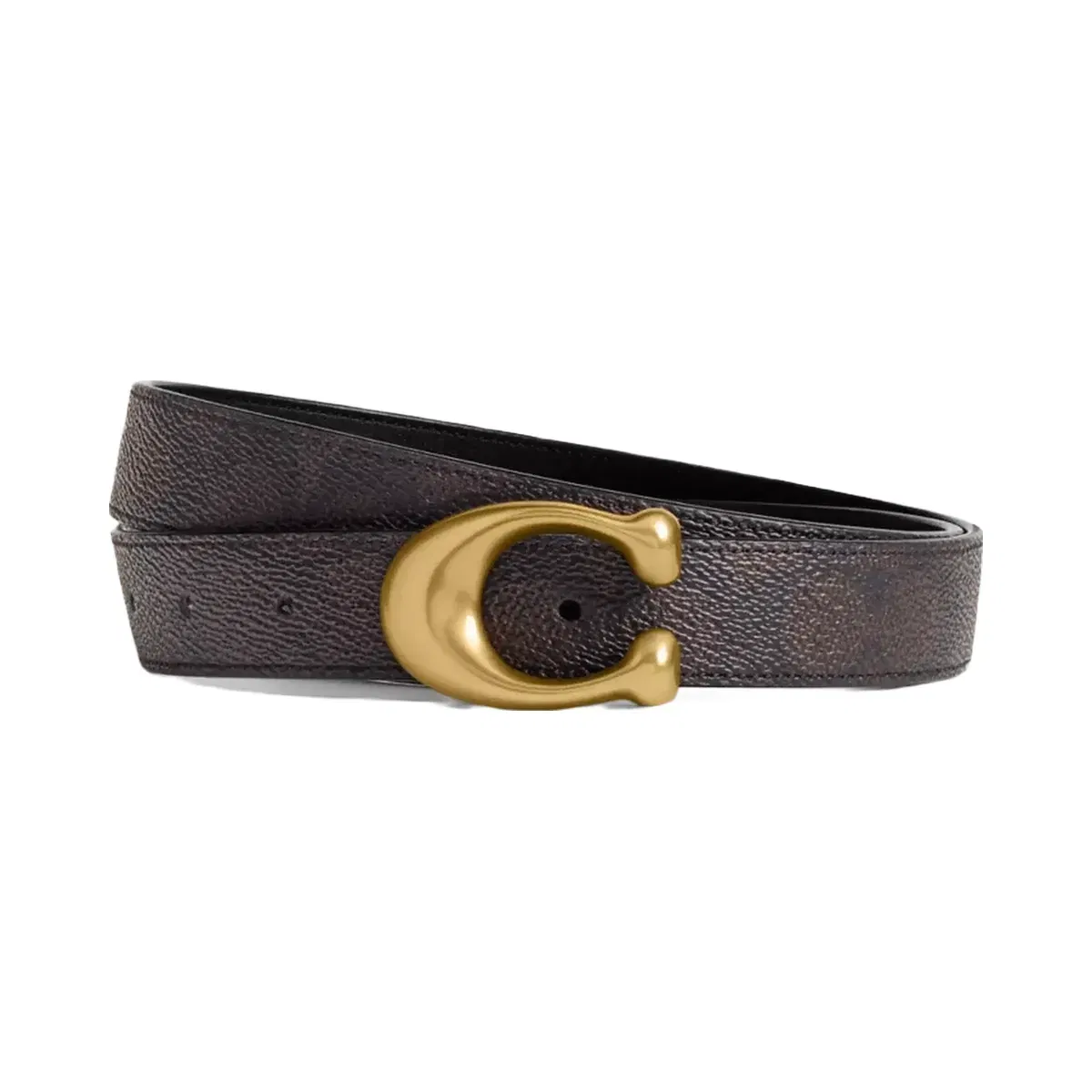 Coach Sculpted C Buckle Reversible Belt, 25 Mm in Brass Walnut Black