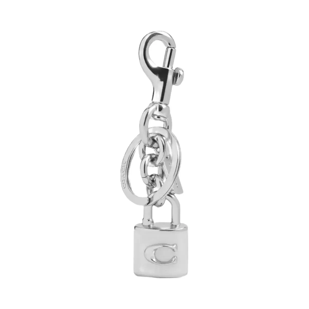 Coach Lock Bag Charm in Silver Chalk