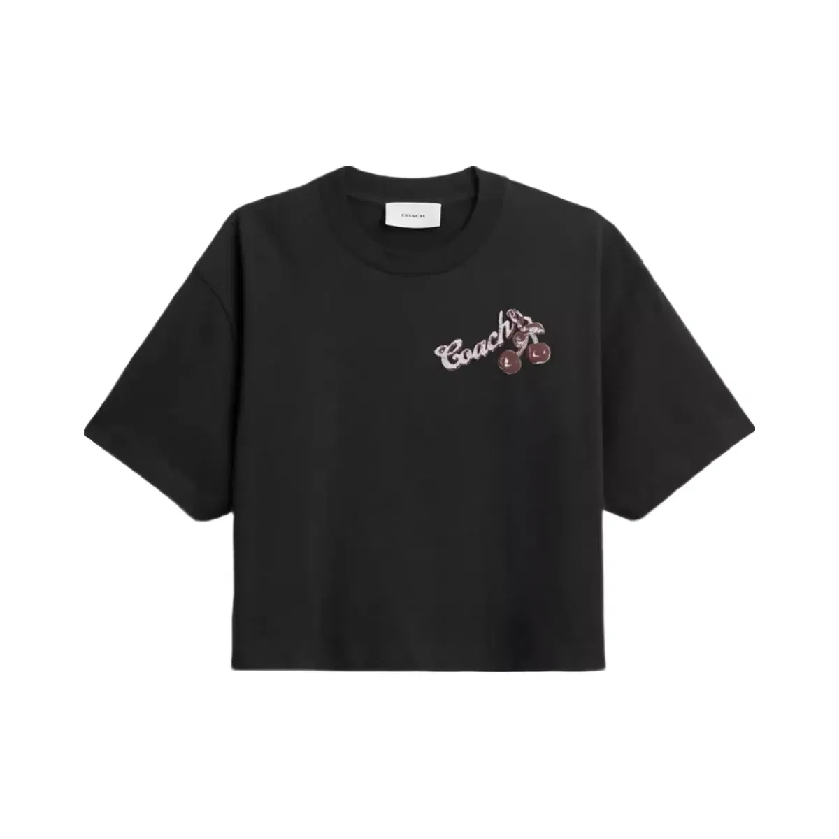 Coach Charms Cropped T-Shirt In Organic Cotton in Washed Black