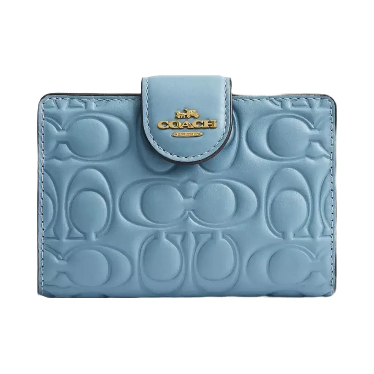 Coach Medium Corner Zip Wallet In Signature Leather in Gold Azure