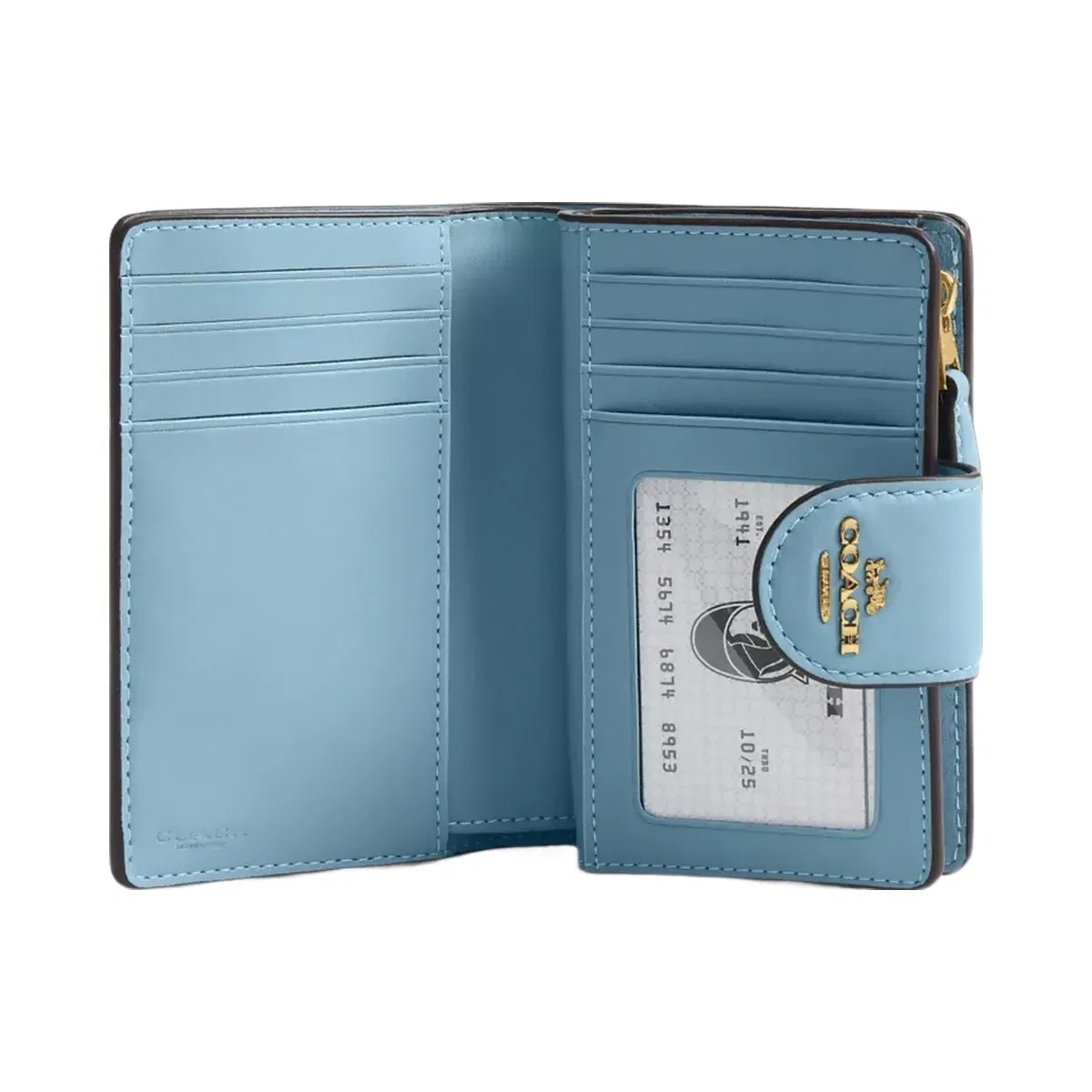 Coach Medium Corner Zip Wallet In Signature Leather in Gold Azure