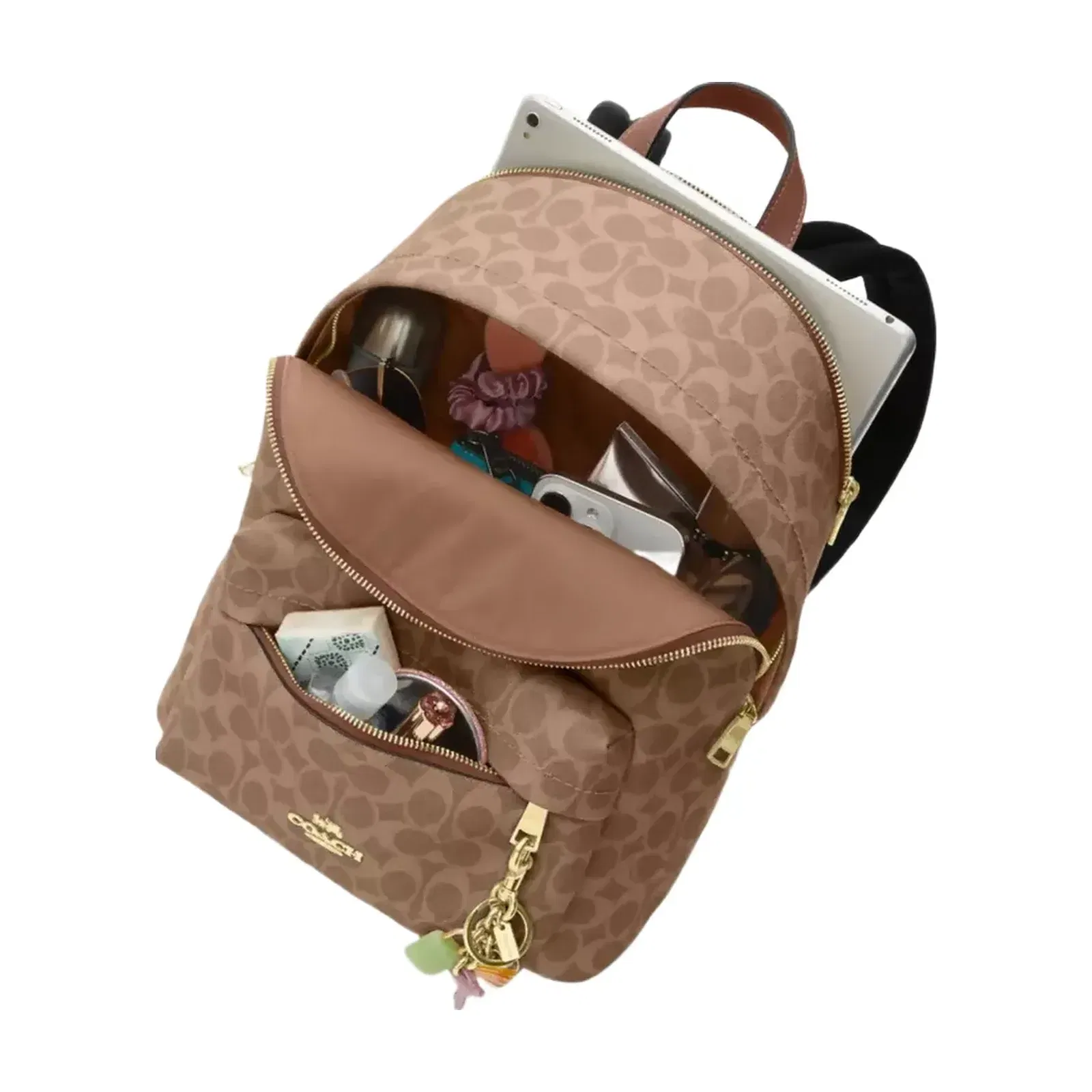 Coach Taylor Small Backpack In Signature Canvas Gold Tan Brown