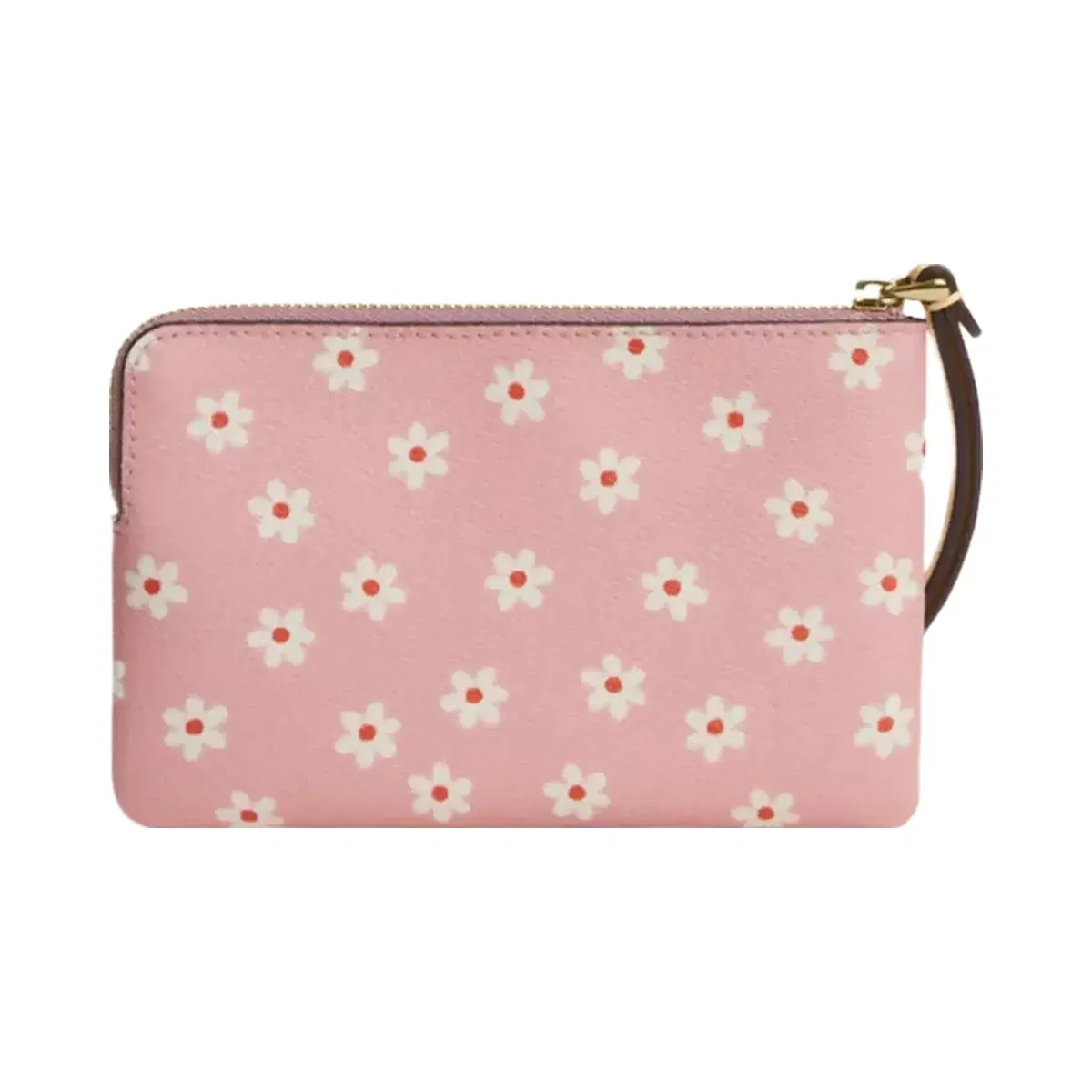 Coach Corner Zip Wristlet With Floral Print in Gold Pink Multi