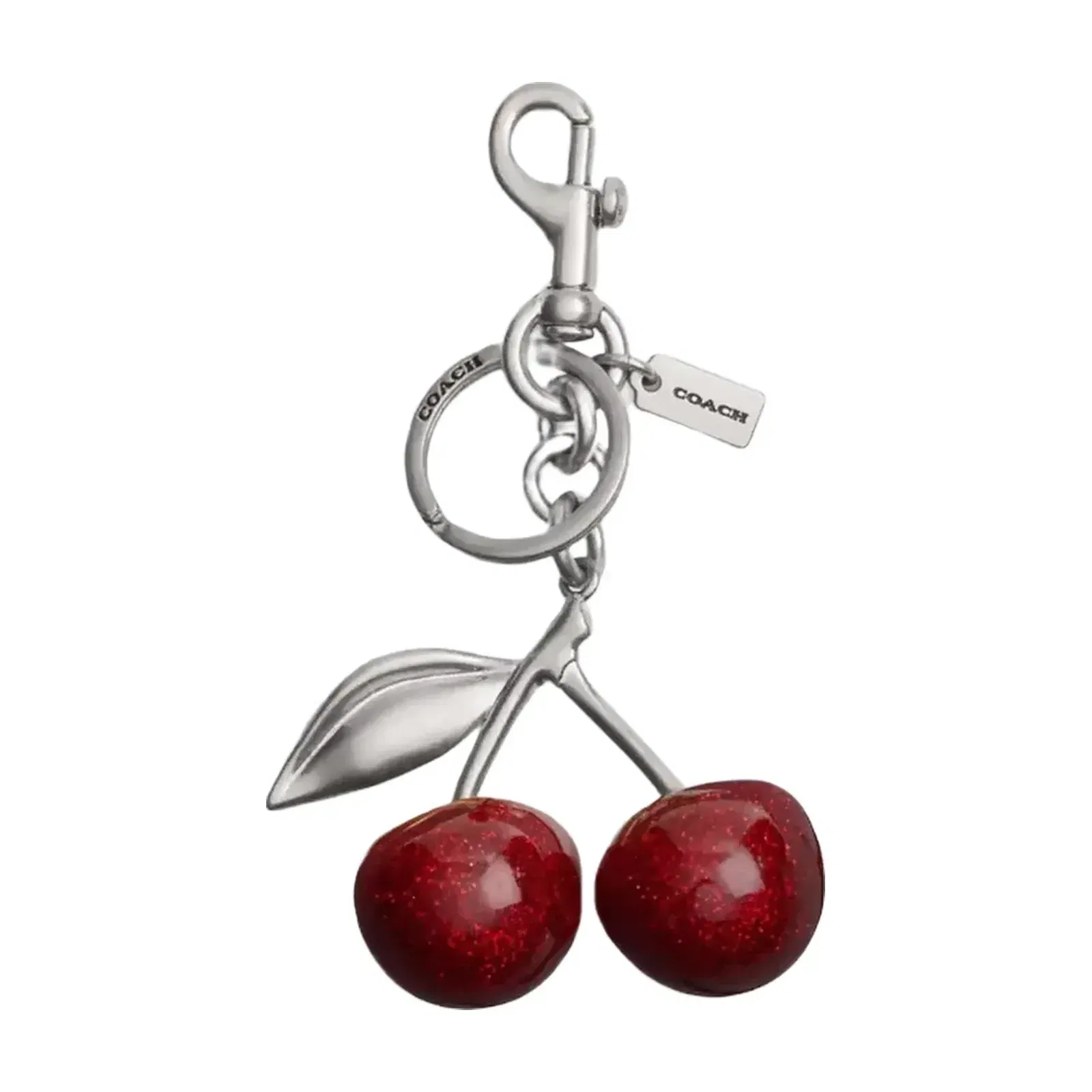 Coach Cherry Bag Charm in Silver Red Apple