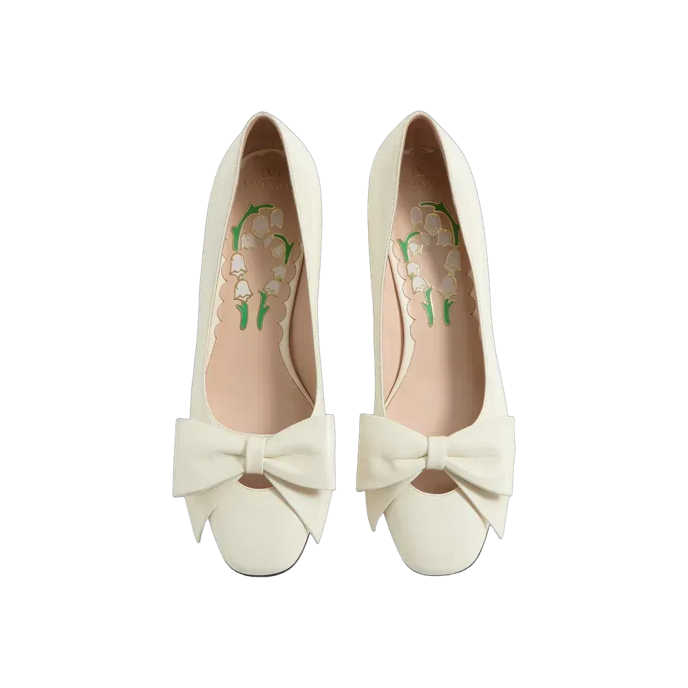 Valentino Bowow Pump In Kidskin 45mm Ivory