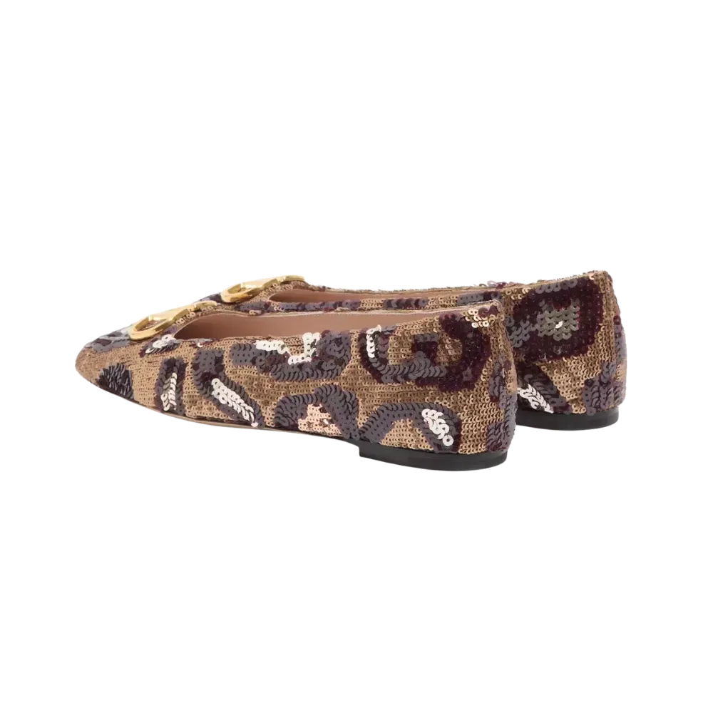 Valentino VLogo Signature Ballerinas With Animalier Embroidery Brown