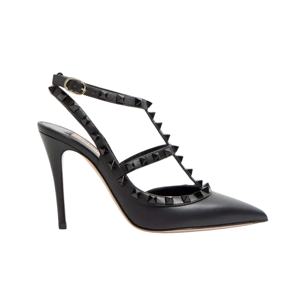 Valentino Rockstud Ankle Strap Pump With Tonal Studs 100mm Black
