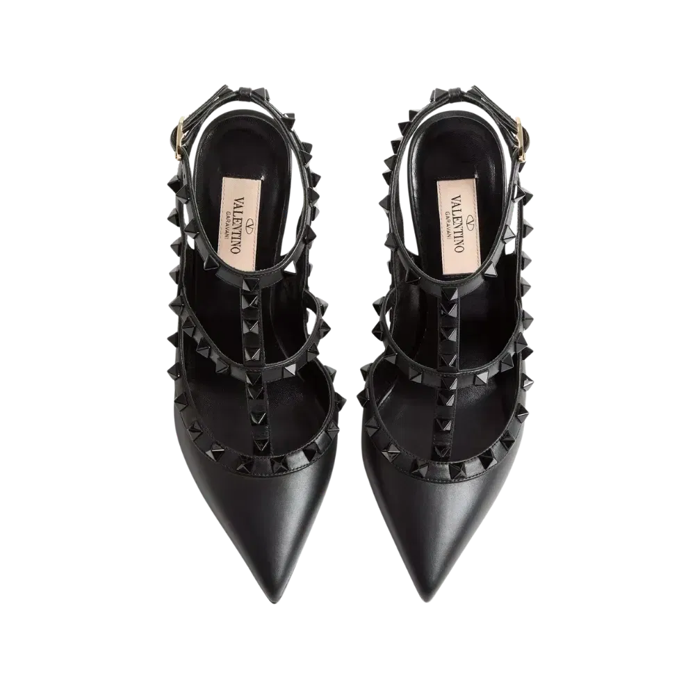 Valentino Rockstud Ankle Strap Pump With Tonal Studs 100mm Black
