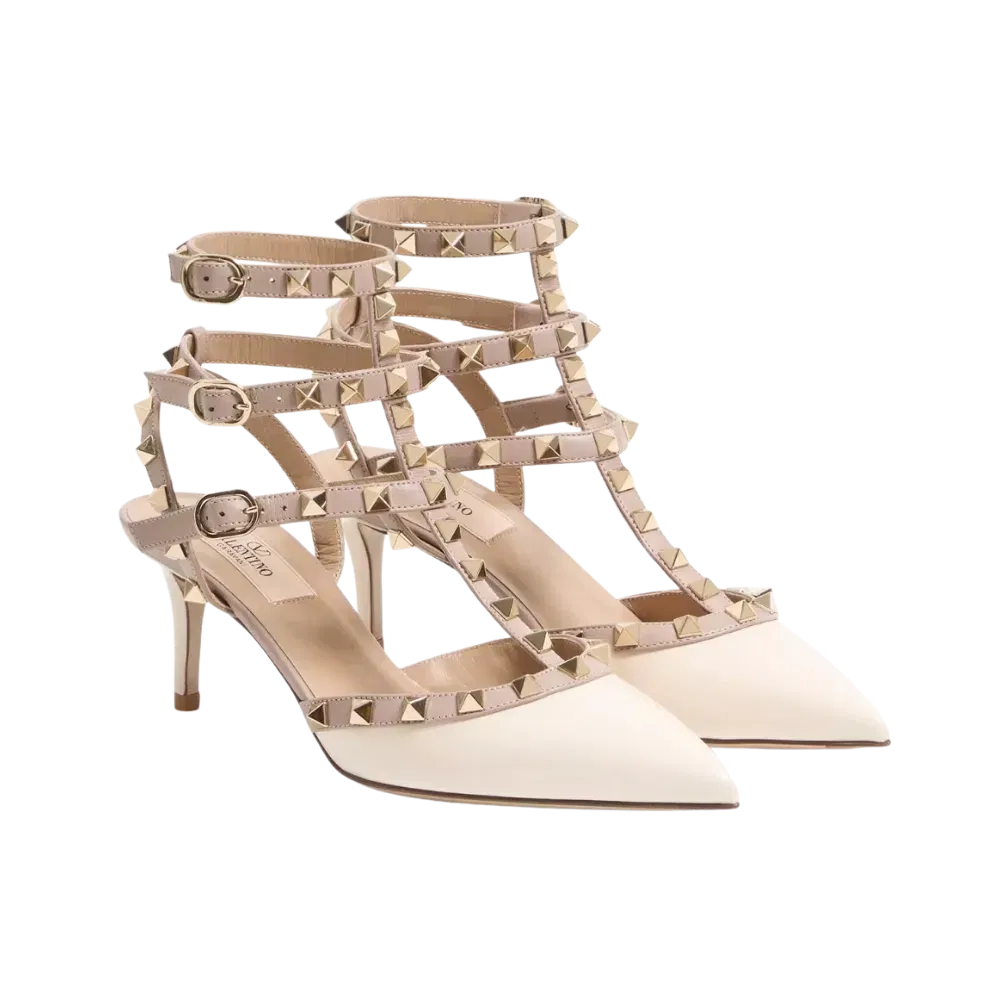 Valentino Rockstud Caged Pump 65mm Ivory