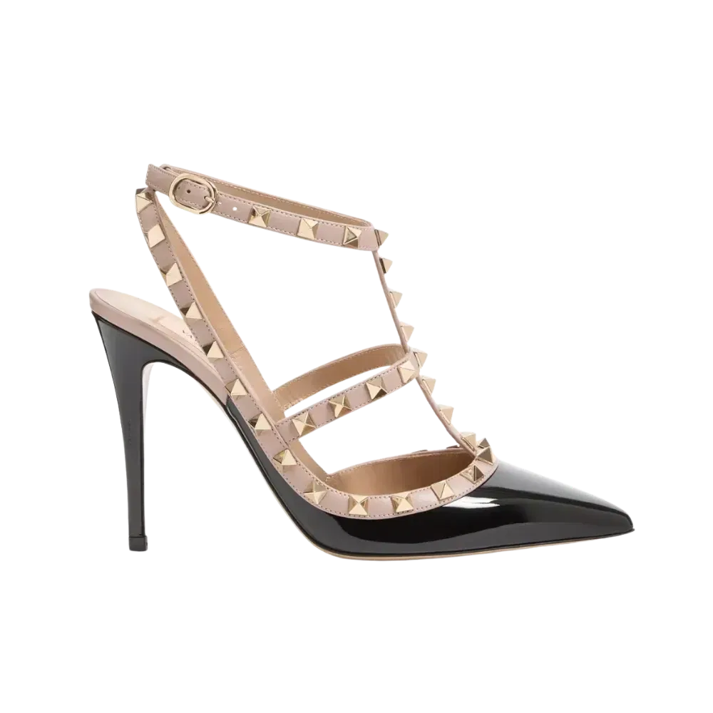 Valentino Patent Rockstud Caged Pump 100mm Black
