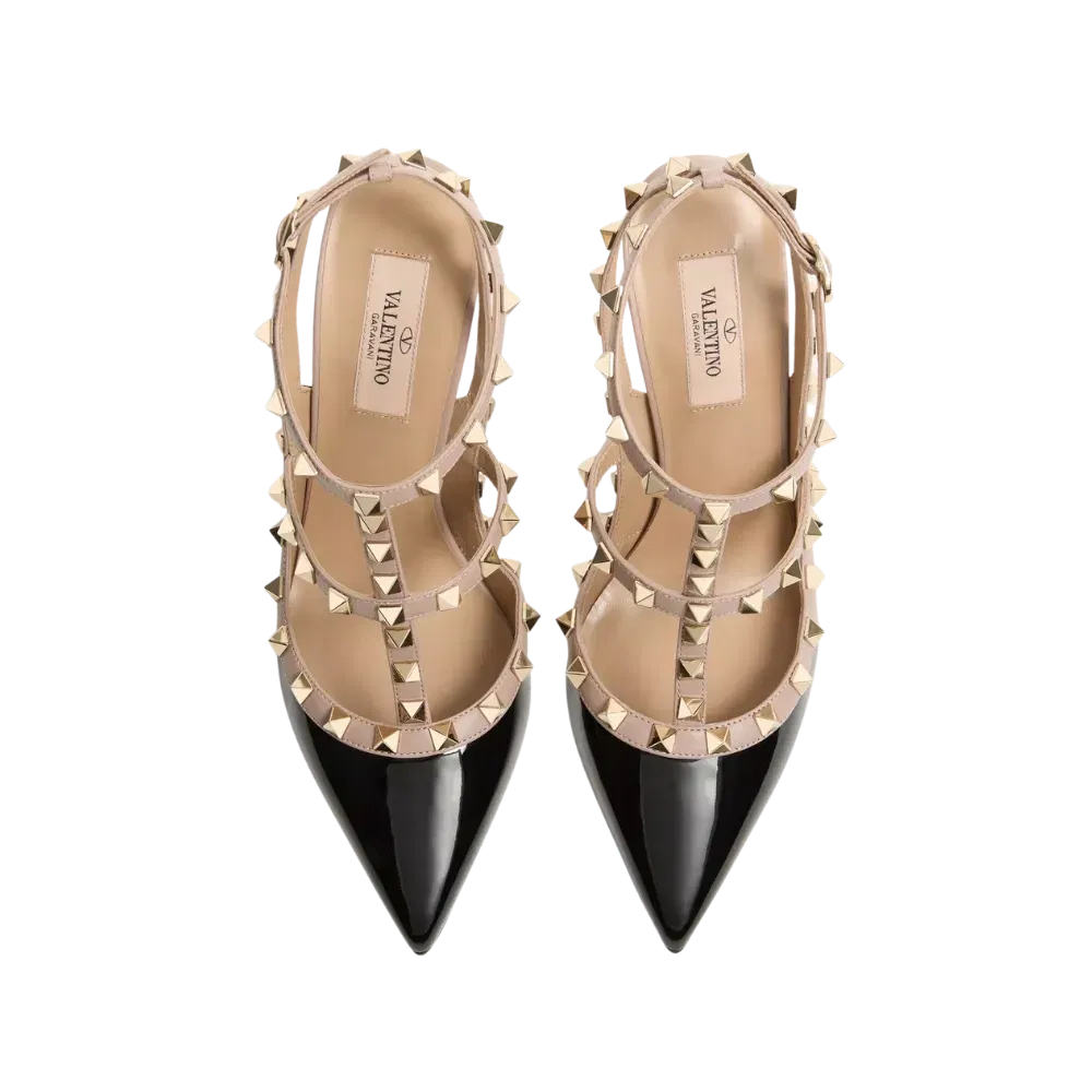 Valentino Patent Rockstud Caged Pump 100mm Black
