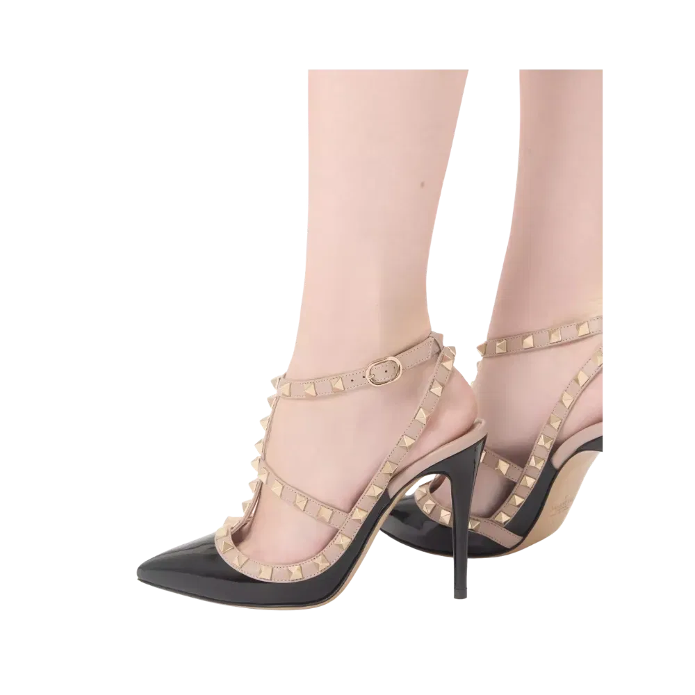 Valentino Patent Rockstud Caged Pump 100mm Black