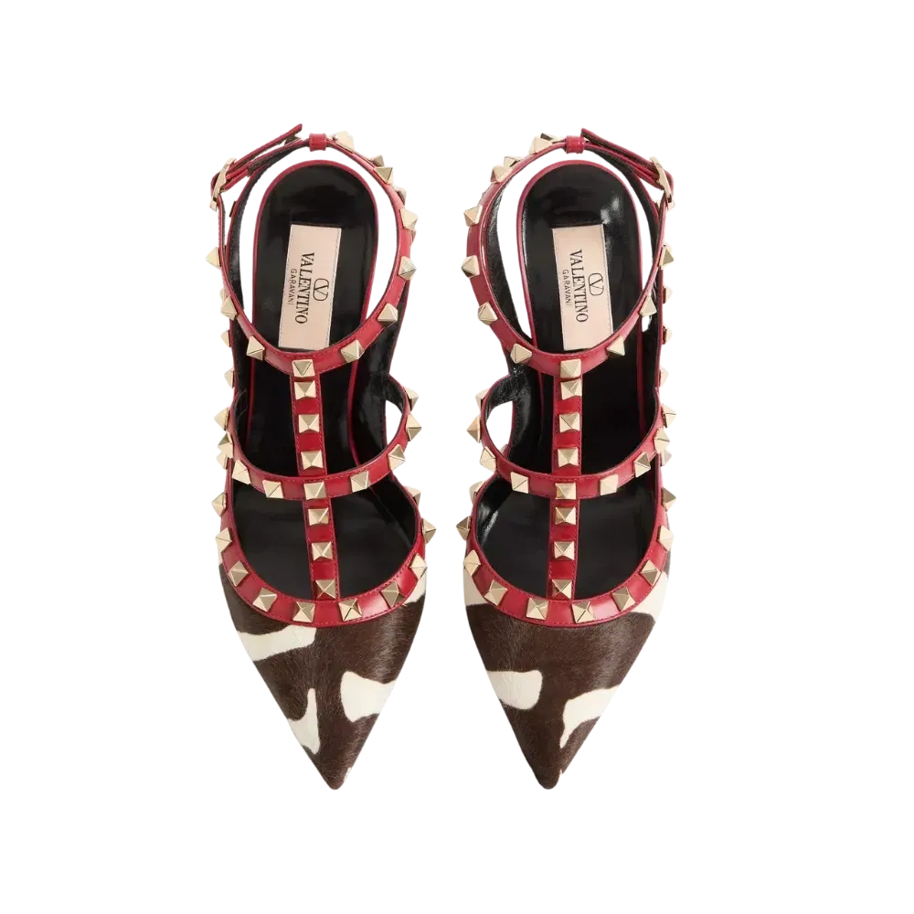 Valentino Rockstud Pumps In Pony-Effect Calfskin 100mm White