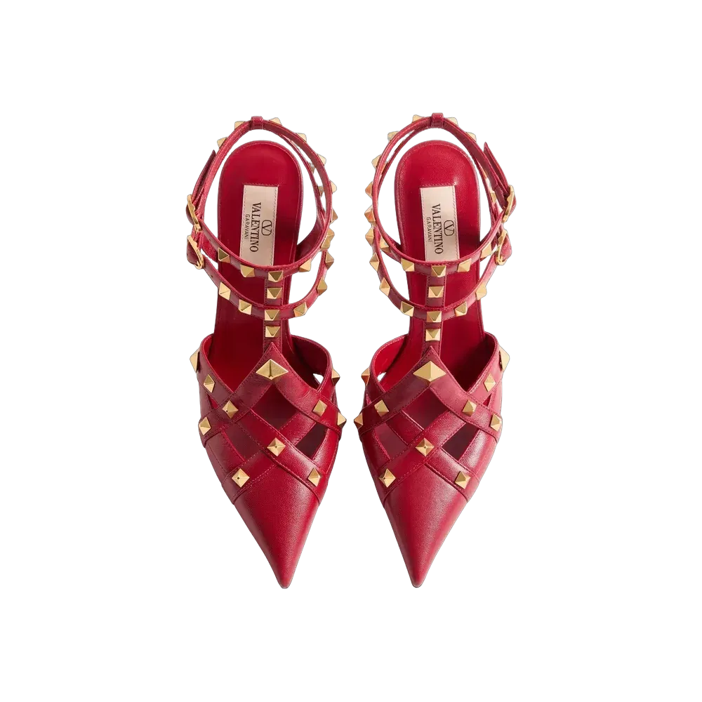 Valentino Studdy Kidskin Pumps 100mm Red