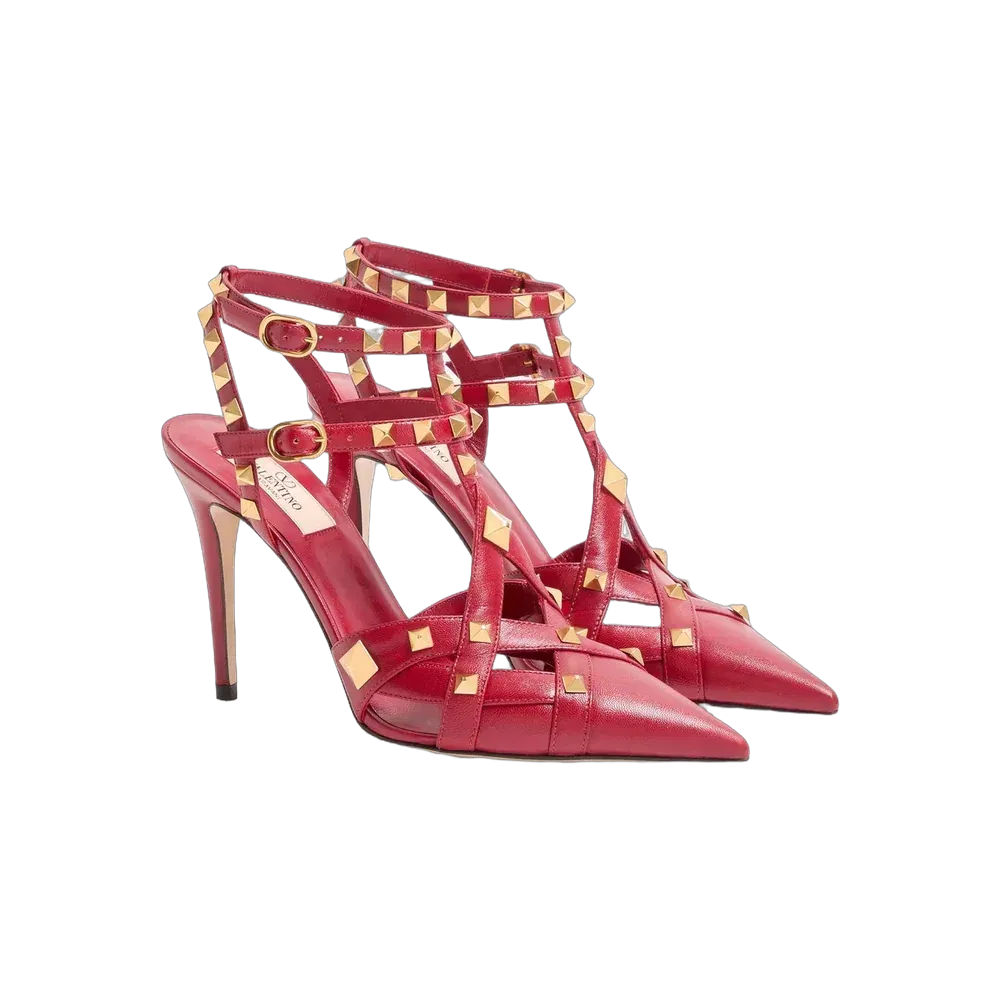 Valentino Studdy Kidskin Pumps 100mm Red