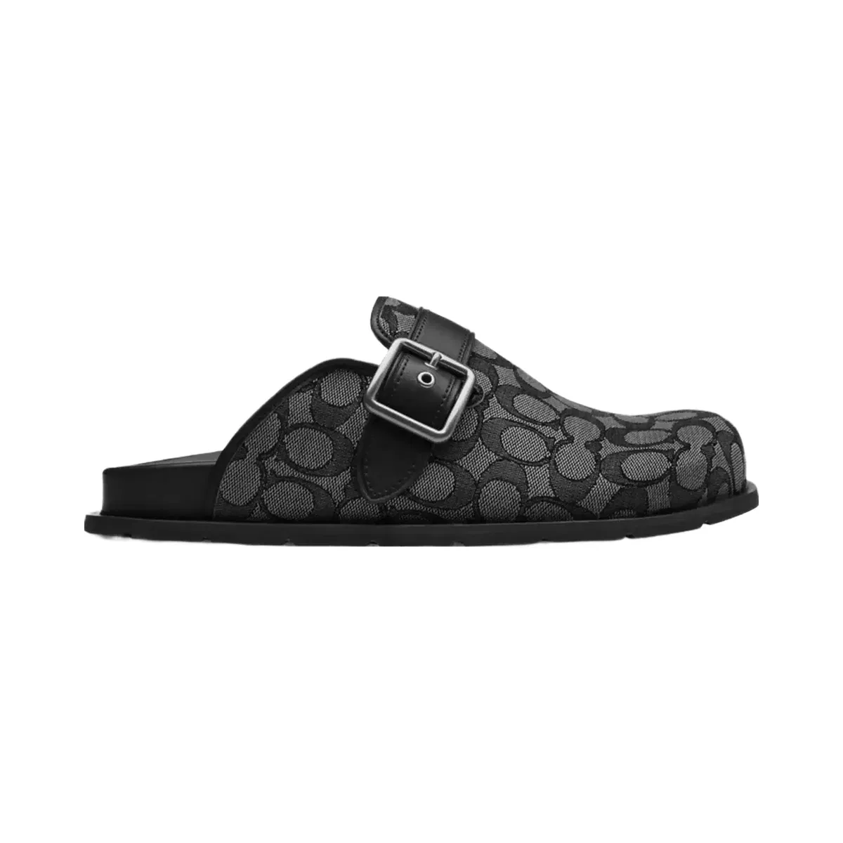 Coach Buckle Clog In Signature Jacquard in Graphite Black