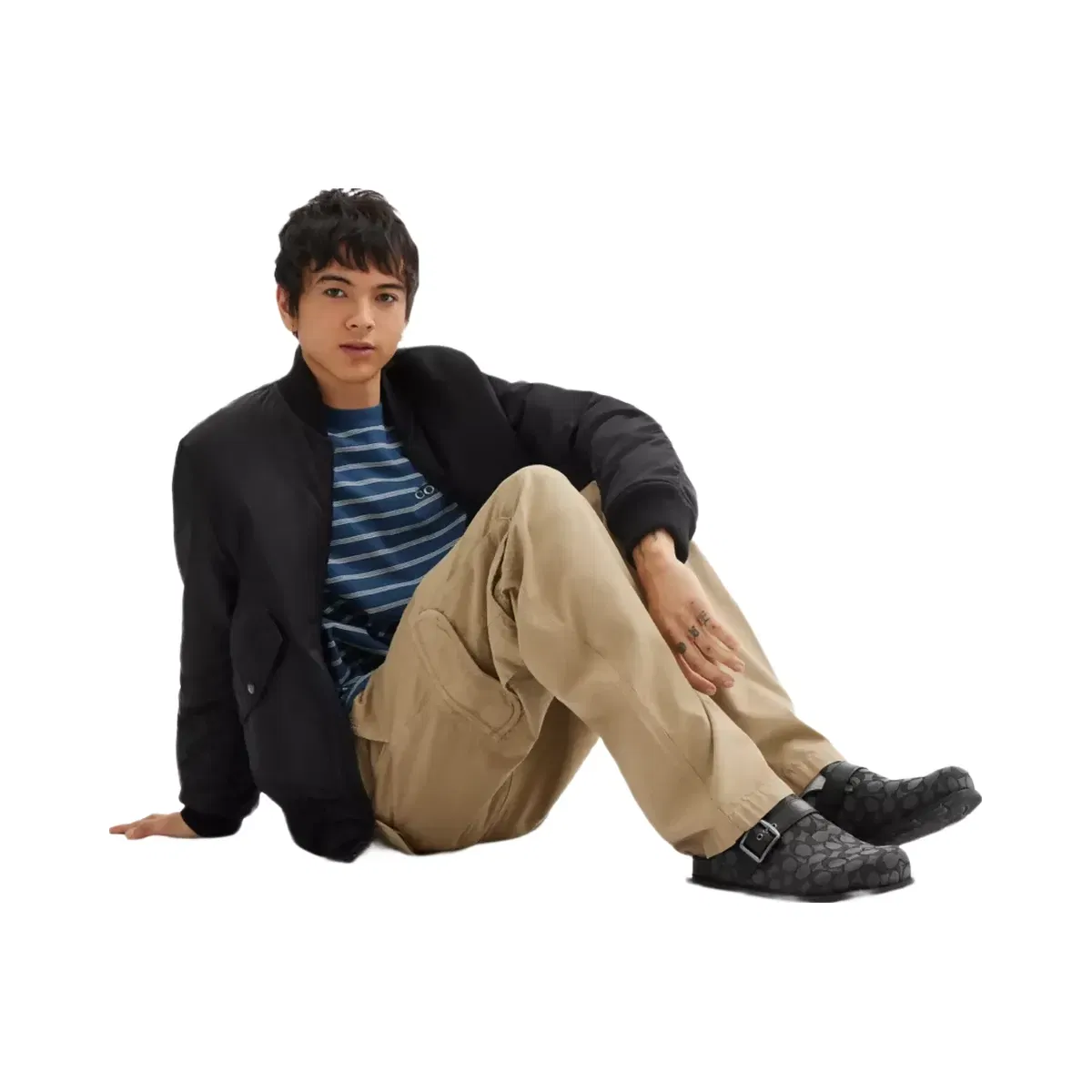 Coach Buckle Clog In Signature Jacquard in Graphite Black