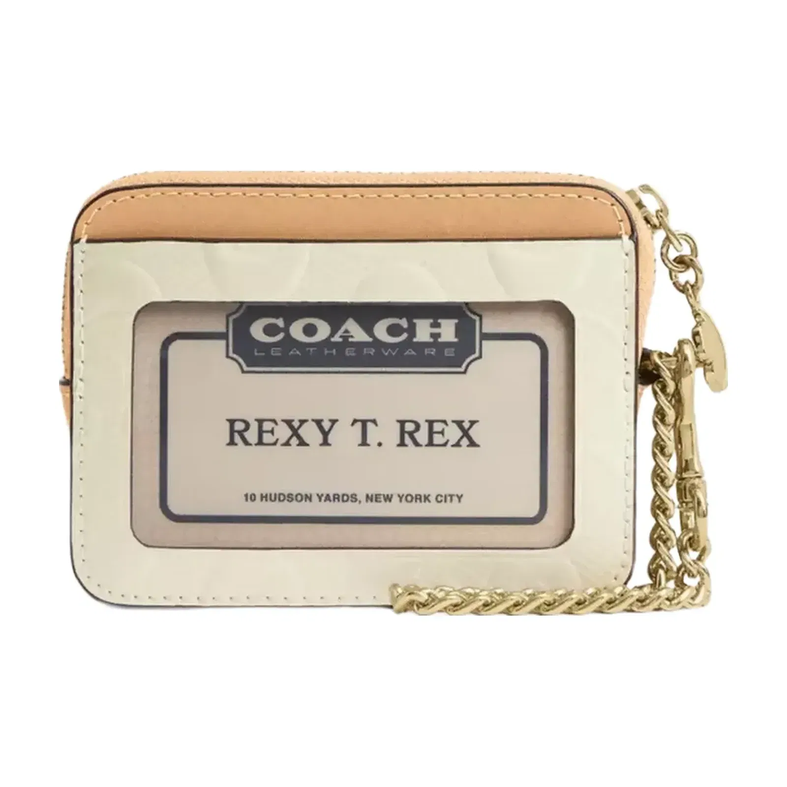 Coach Zip Card Case In Signature Leather With Charm in Gold Light Lemon