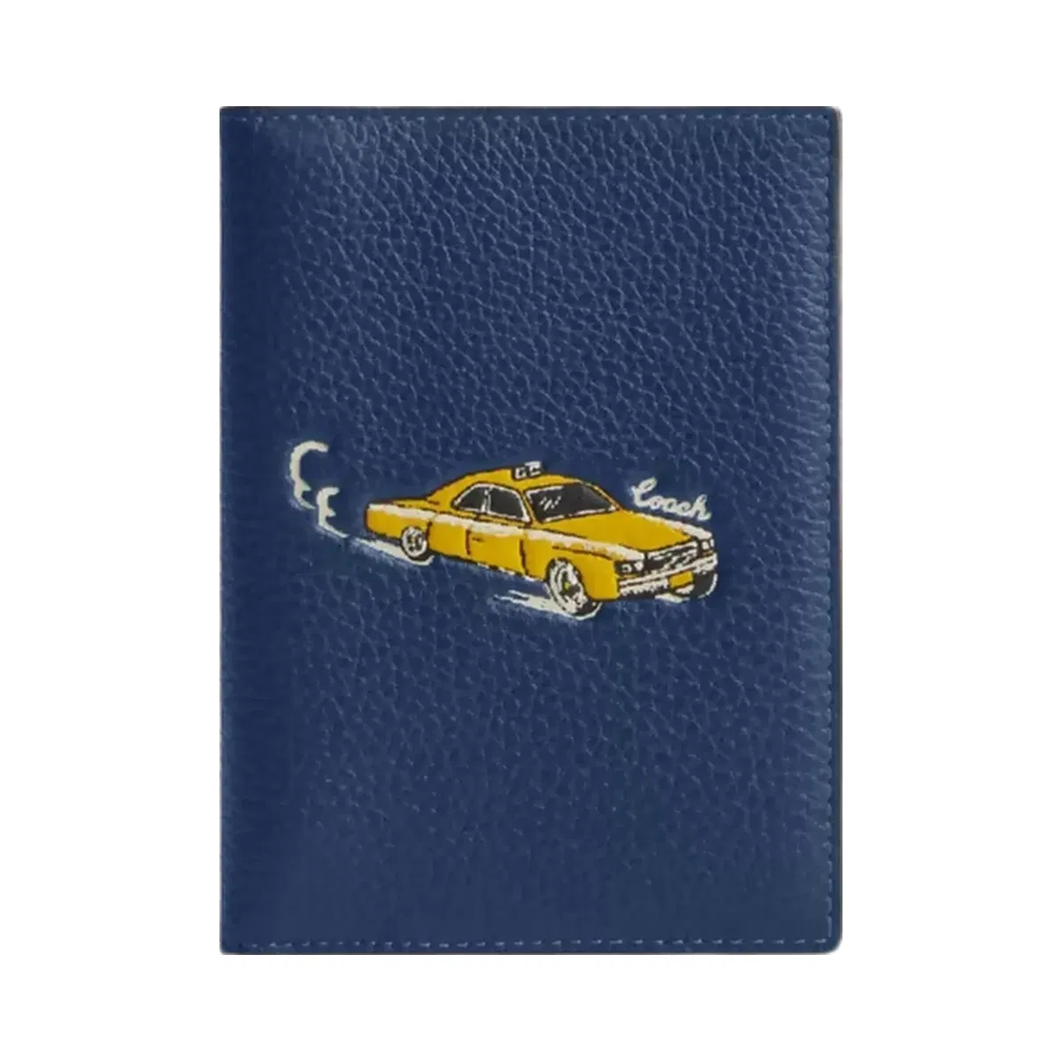 Coach Passport Card Case With Car Print in Silver Deep Blue Multi