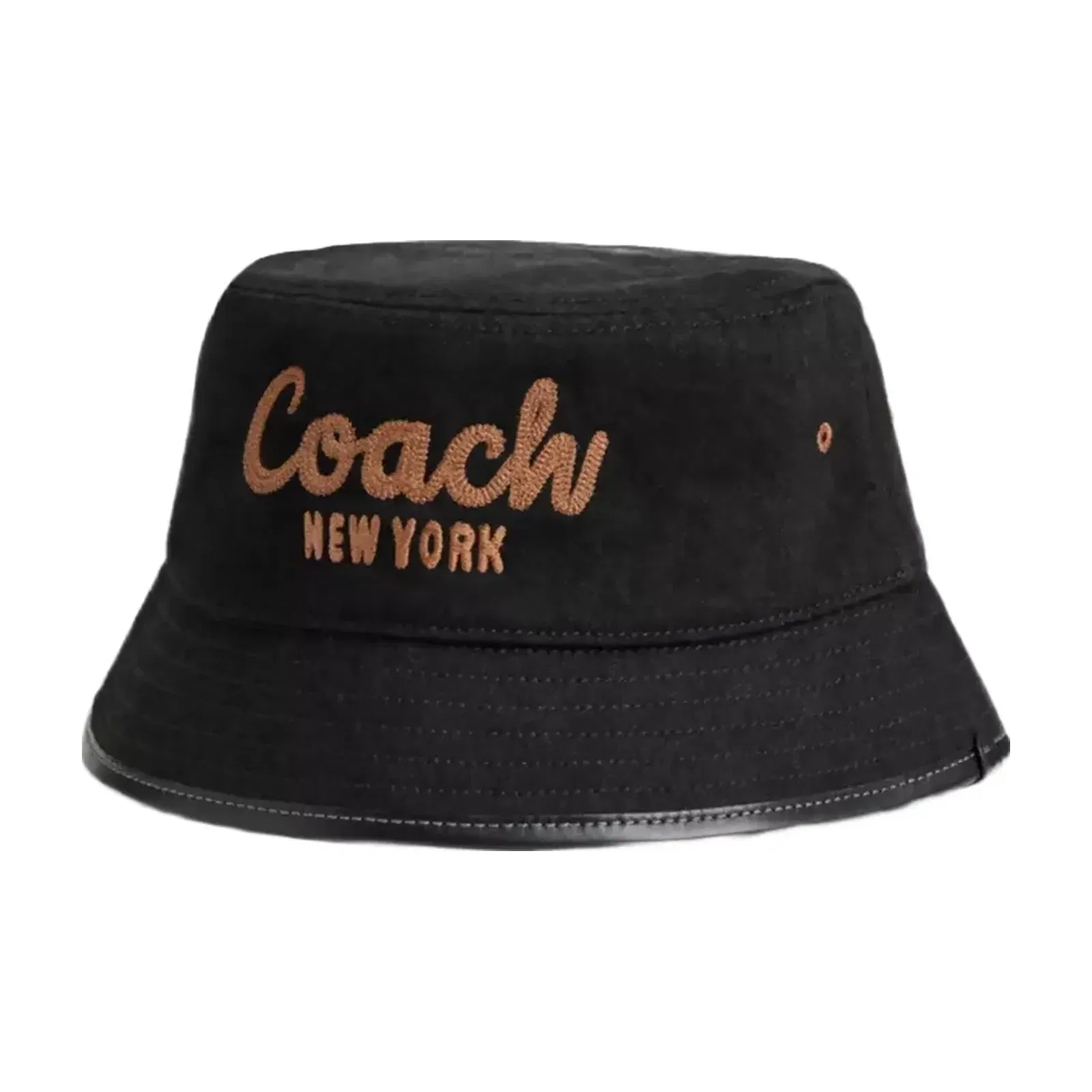 Coach Coach Script Embroidered Denim Bucket Hat in Black