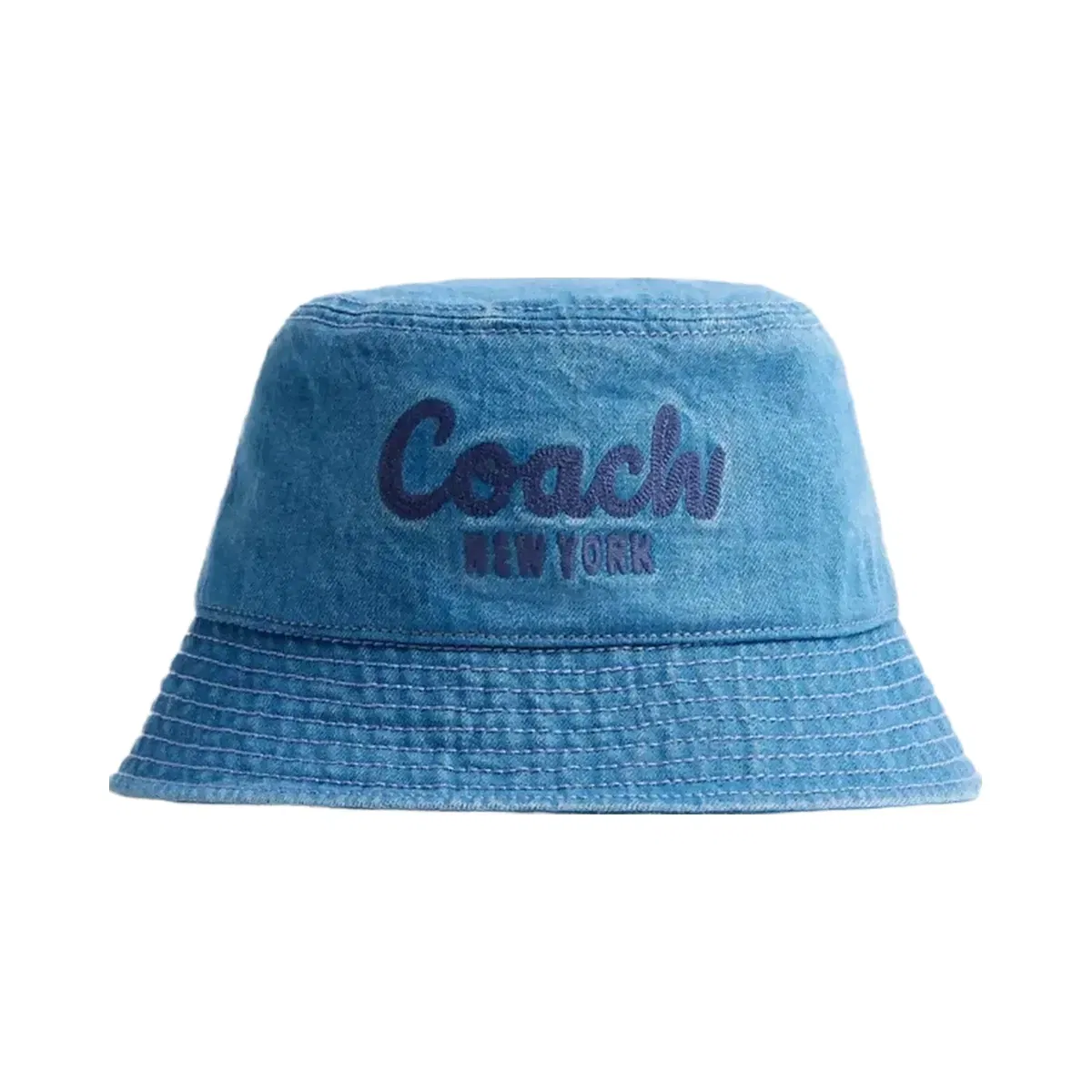 Coach Coach Script Embroidered Denim Bucket Hat in Indigo