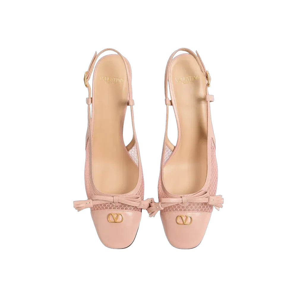 Valentino Valet Du Roi Slingback Pump In Mesh And Kidskin 60mm Pink