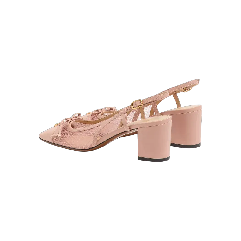 Valentino Valet Du Roi Slingback Pump In Mesh And Kidskin 60mm Pink